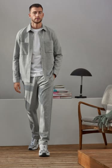 Hommes - Chemise - relaxed fit - col kent - gris clair chiné