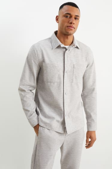 Hommes - Chemise - relaxed fit - col kent - gris clair chiné