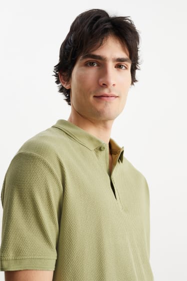 Mężczyźni - Koszulka polo - w fakturkę - jasnozielony