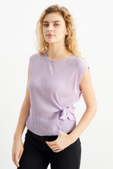 Mujer - Camiseta plisada - violeta claro