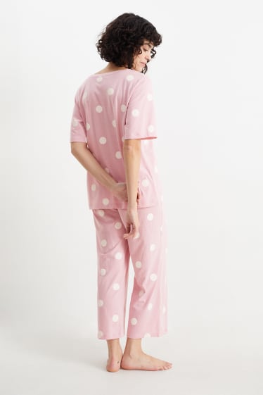 Femmes - Pyjama - 2 pièces - à pois - rose
