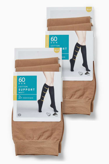 Women - Multipack of 4 - knee-highs - 60 denier - beige