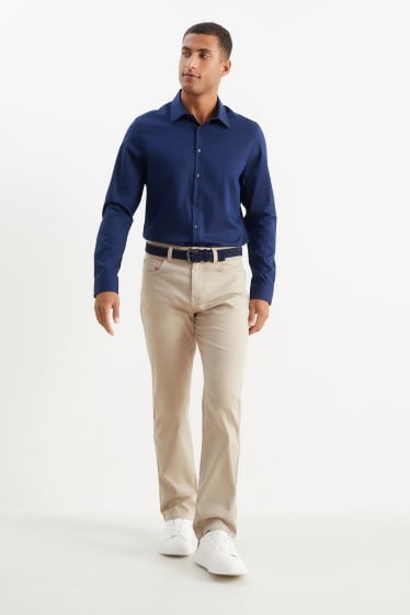 Hommes - Pantalon avec ceinture - regular fit - beige