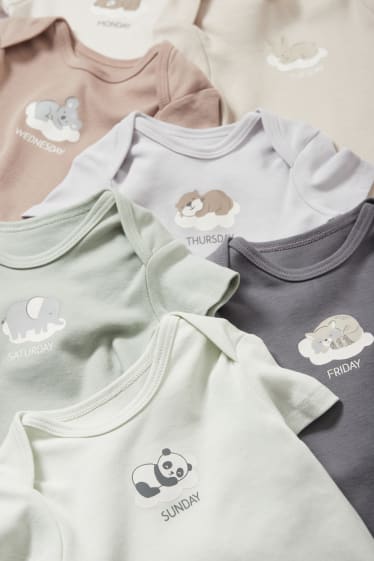 Babies - Multipack of 7 - animals - baby bodysuit - light beige
