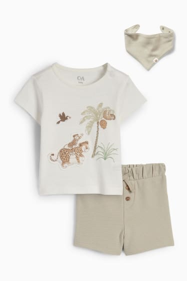 Babys - Dschungel - Baby-Outfit - 3 teilig - cremeweiß