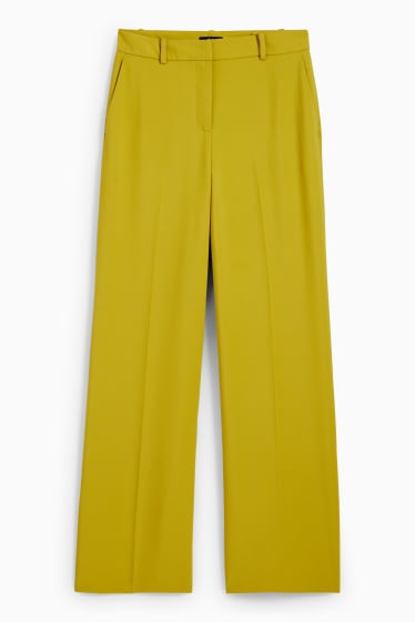 Dámské - Business kalhoty - high waist - wide leg - hořčicově žlutá