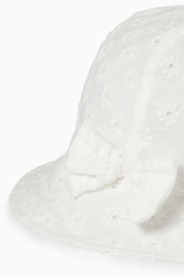 Miminka - Klobouček pro miminka - s květinovým vzorem - krémově bílá