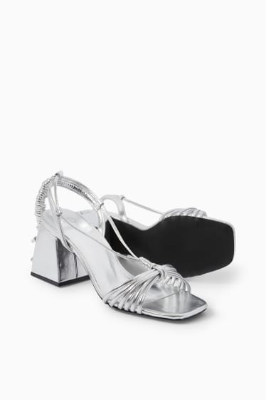 Women - Sandals - faux leather - silver