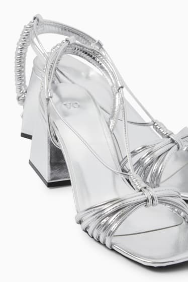 Women - Sandals - faux leather - silver