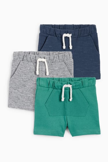 Bebés - Pack de 3 - shorts deportivos para bebé - verde oscuro
