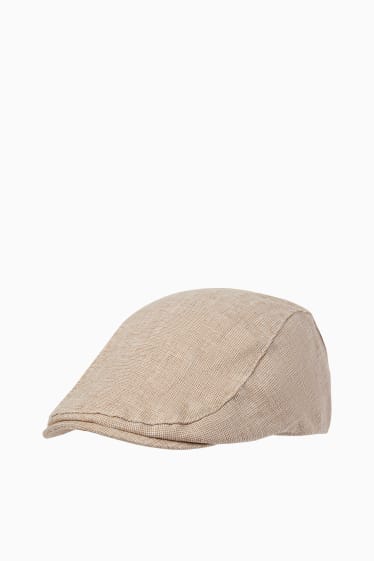 Men - Flat cap - linen blend - beige