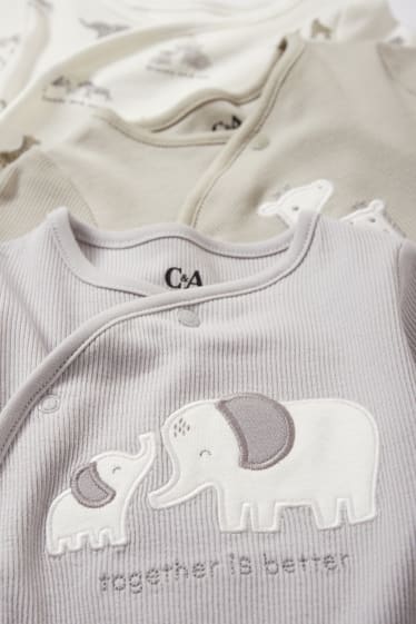 Babys - Set van 3 - wilde dieren - baby-pyjama - grijs