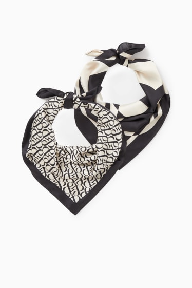 Donna - Confezione da 2 - foulard - fantasia - nero
