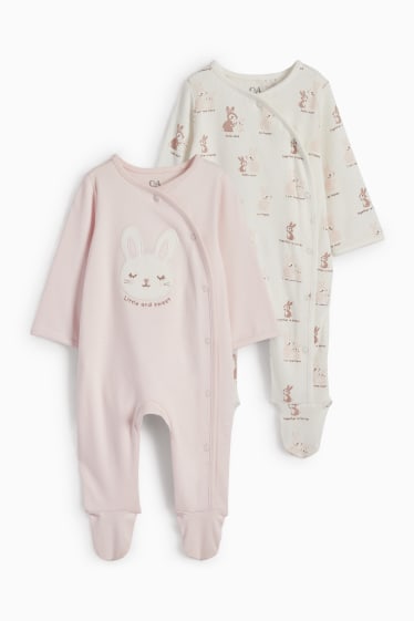 Bébés - Lot de 2 - petits lapins - pyjamas bébé - rose