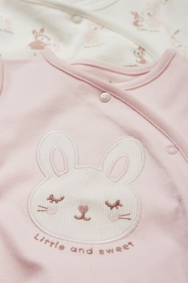 Bébés - Lot de 2 - petits lapins - pyjamas bébé - rose