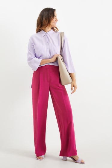 Mujer - Pantalón de tela - high waist - wide leg - violeta