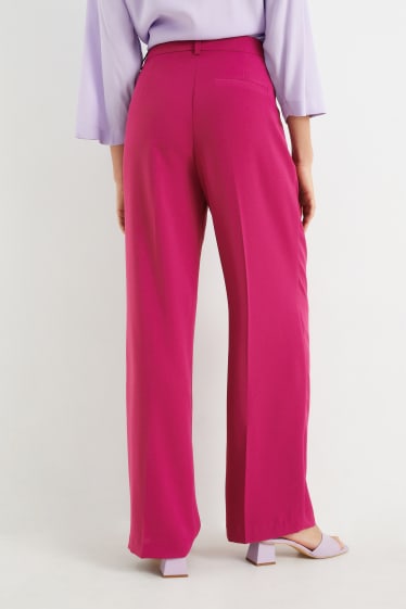 Donna - Pantaloni di stoffa - vita alta - gamba ampia - viola