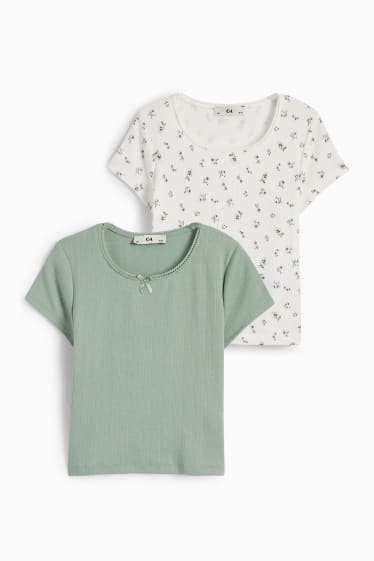Kinderen - Set van 2 - T-shirt - crème wit