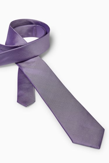 Pánské - Hedvábná kravata - se vzorem - světle fialová