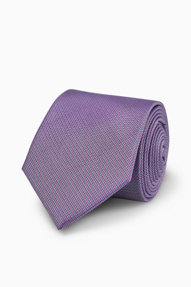 Mężczyźni - Jedwabny krawat - we wzór - jasnofioletowy