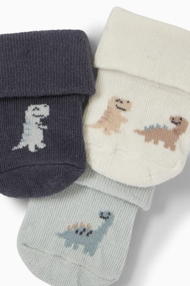 Bebés - Pack de 3 - dinosaurios - calcetines con dibujo para recién nacido - blanco roto