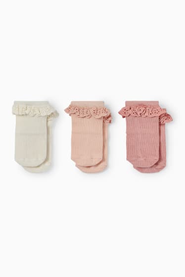 Bebés - Pack de 3 - calcetines para recién nacido - rosa