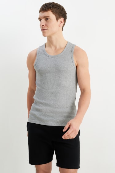 Men - Vest top - double rib - gray
