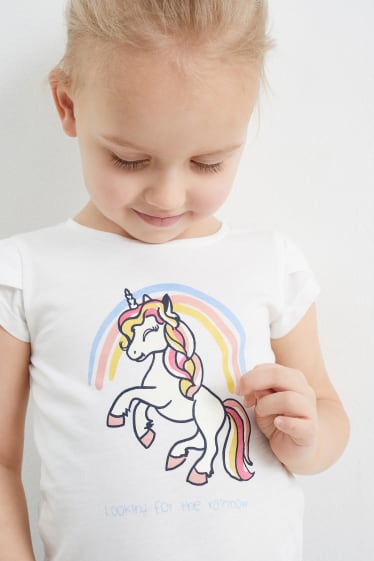 Bambini - Confezione da 3 - unicorni - t-shirt - bianco crema