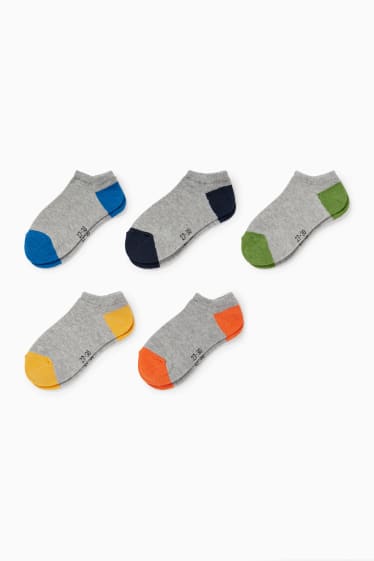 Niños - Pack de 5 - calcetines tobilleros - gris claro jaspeado