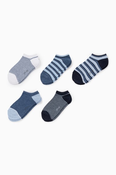 Bambini - Confezione da 5 - calzini corti - a righe - blu scuro