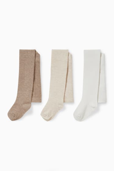 Bébés - Lot de 3 paires - collants bébé - beige