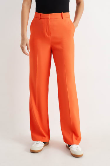 Dona - Pantalons formals - high waist - wide leg - taronja