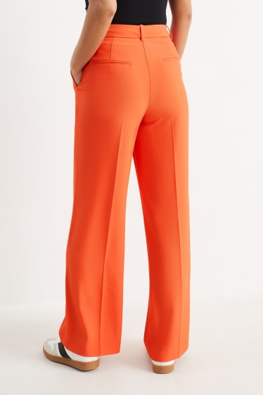 Donna - Pantaloni business - vita alta - gamba ampia - arancione