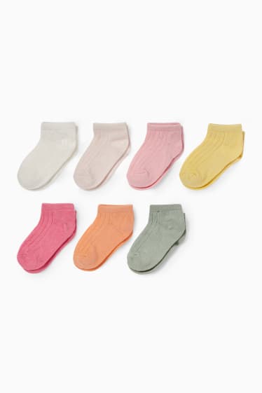 Neonati - Confezione da 7 - calzini corti per neonati - rosa scuro