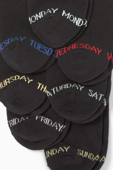Hommes - Lot de 7 paires - chaussettes à motif - jours de la semaine - noir