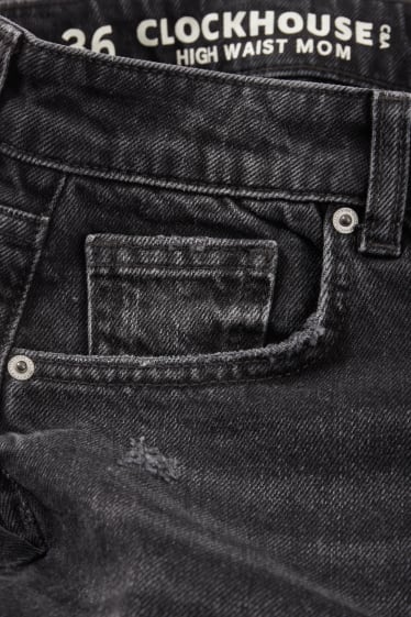 Dospívající a mladí - CLOCKHOUSE - džínové šortky - high waist - džíny - tmavošedé
