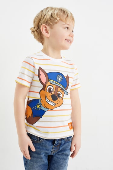 Niños - La Patrulla Canina - camiseta de manga corta - de rayas - blanco