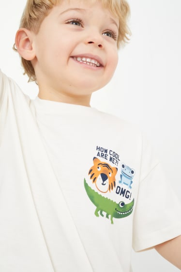 Dětské - Různá zvířátka - tričko s krátkým rukávem - krémově bílá