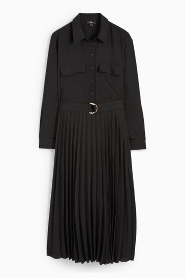 Dona - Vestit camiser amb cinturó - prisat - negre