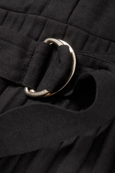Donna - Vestito a blusa con cintura - plissettato - nero
