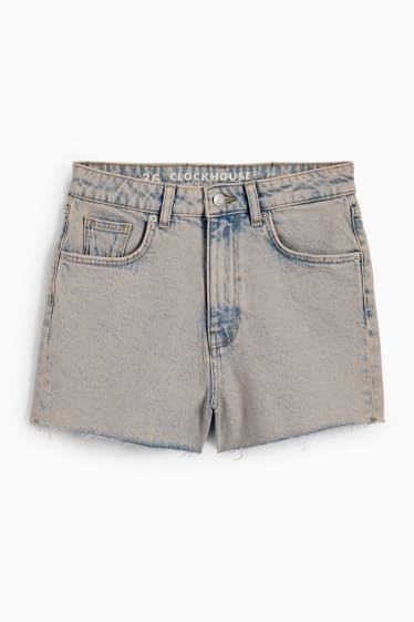 Damen - Jeans-Shorts - High Waist - helljeansgrau