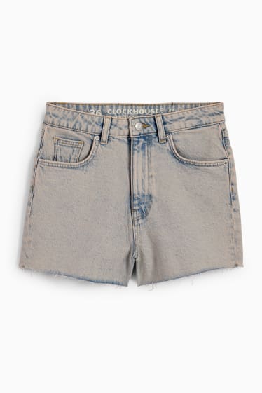 Ragazzi e giovani - CLOCKHOUSE - shorts di jeans - vita alta - jeans grigio chiaro