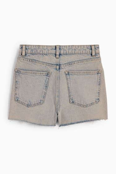 Tieners & jongvolwassenen - CLOCKHOUSE - korte spijkerbroek - high waist - jeanslichtgrijs