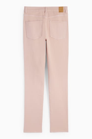 Dámské - Slim jeans - high waist - růžová