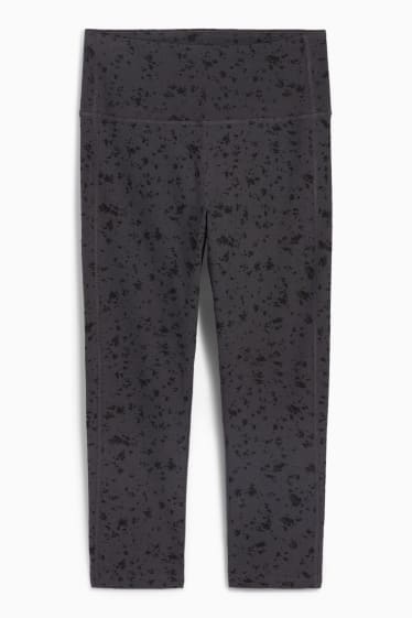 Women - Active capri leggings - 4 Way Stretch - patterned - dark gray