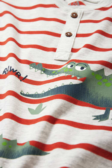 Kinderen - Krokodil - T-shirt - gestreept - licht grijs-mix