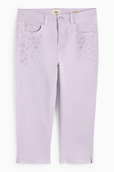 Dames - Capri jeans - mid waist - lichtpaars