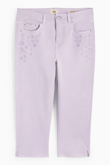 Damen - Capri Jeans - Mid Waist - hellviolett