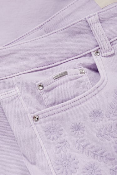 Dámské - Capri jeans - mid waist - světle fialová