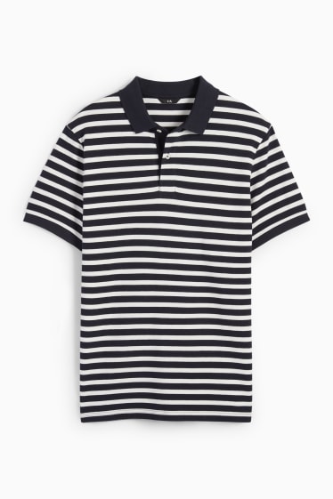 Men - Polo shirt - striped - dark blue